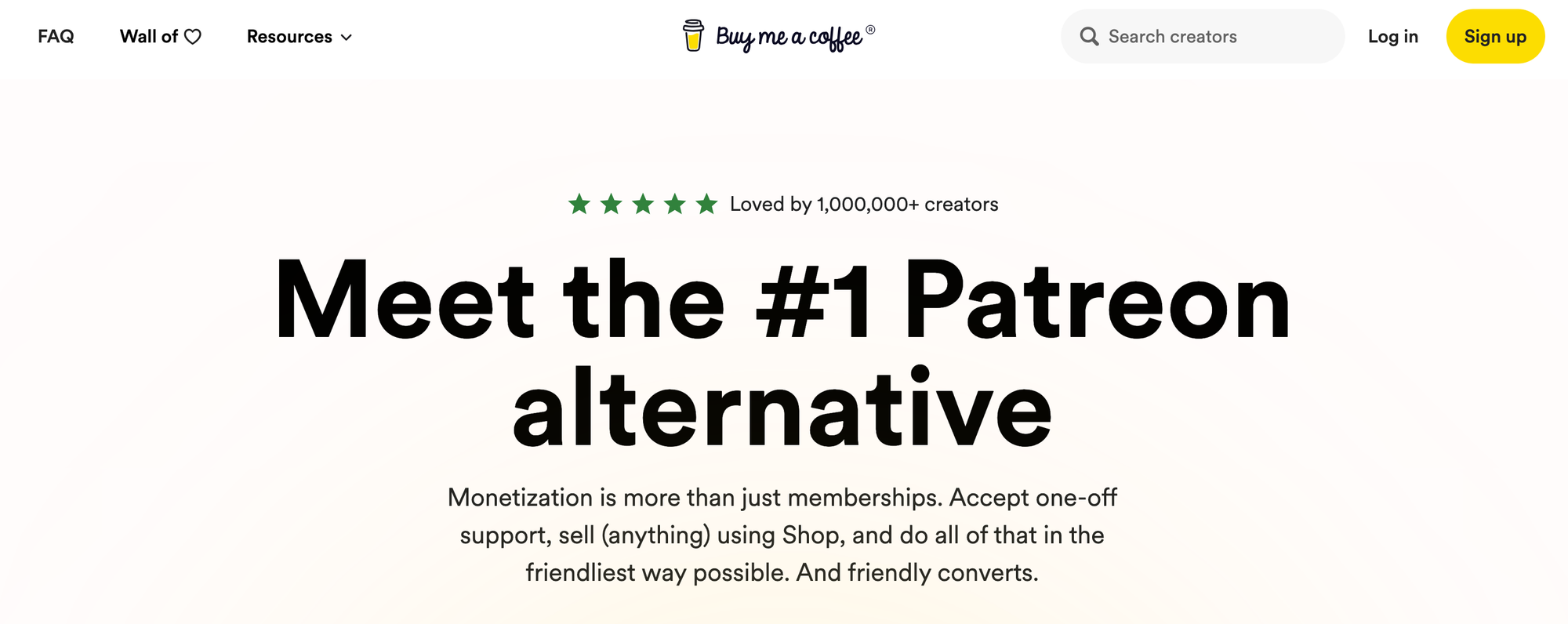 Buy Me a Coffee (Patreon Alternative) Landing Page