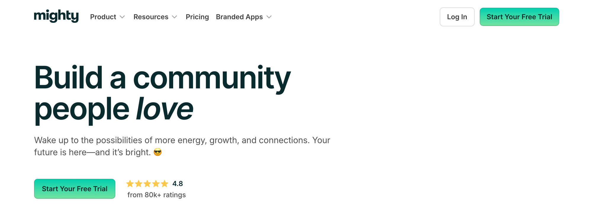 Mighty Networks Landing Page