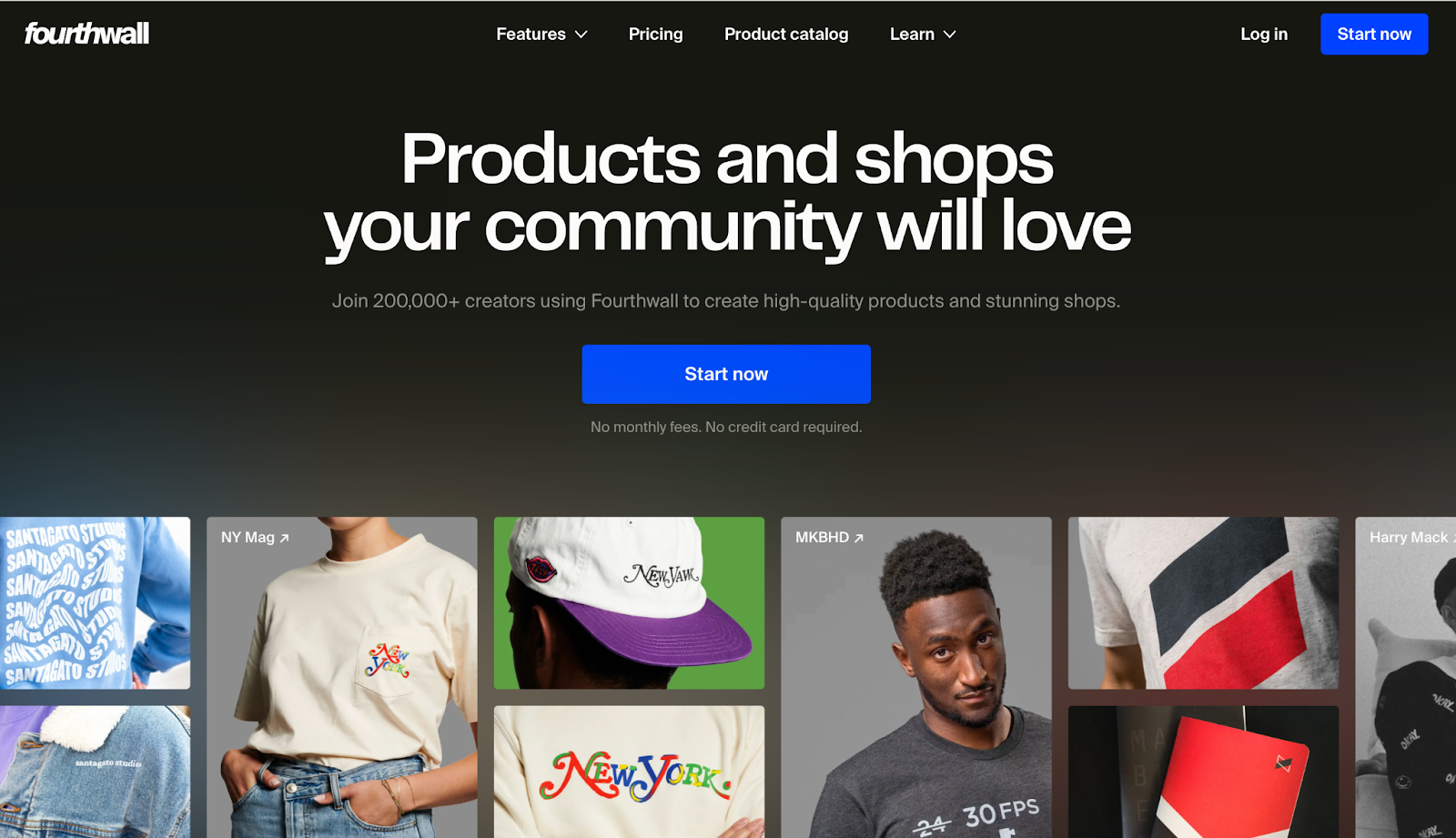 Fourthwall's creator monetization platform homepage