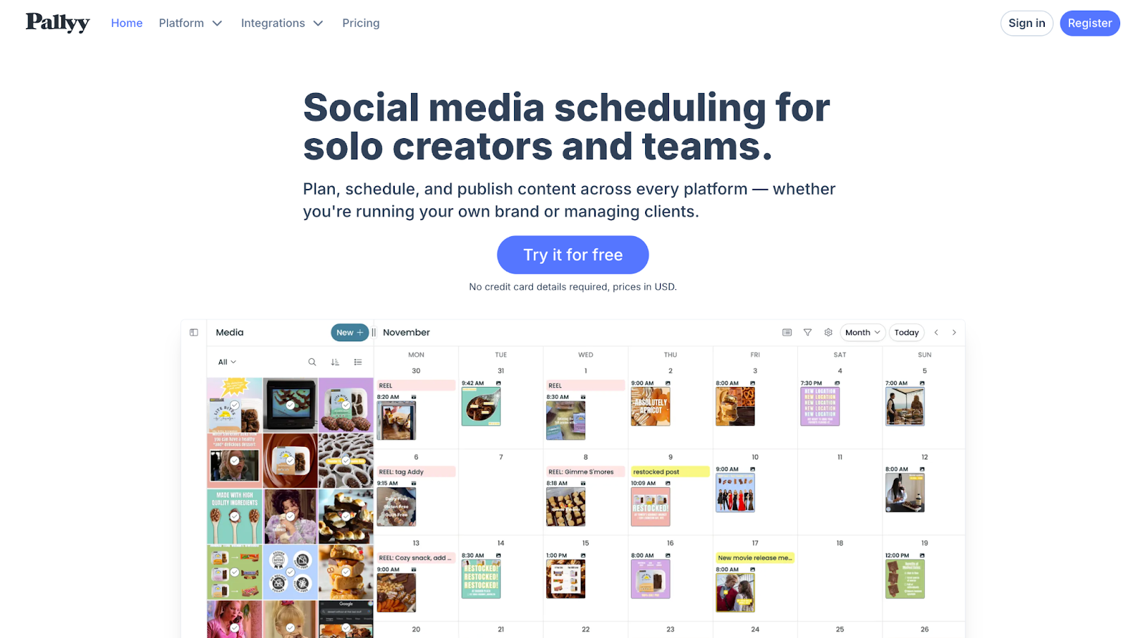 A website page for Pallyy, an alternative to Fanfix