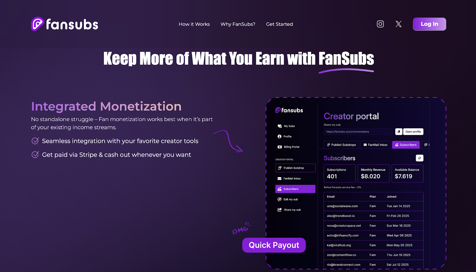 The FanSubs homepage